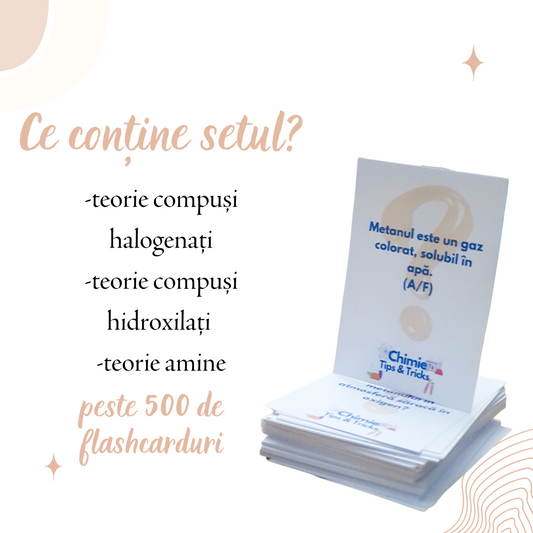 Set Flashcarduri teorie compuși halogenați, hidroxilați și amine - admitere UMF