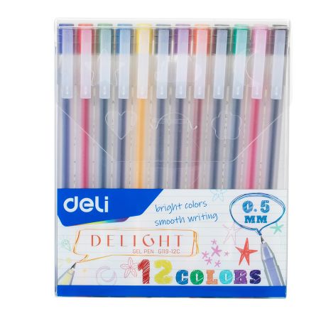 Set 12 pixuri cu gel Deli, 0,5 mm